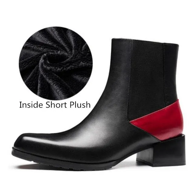 Men's High Heels Ankle Boots Square Toe