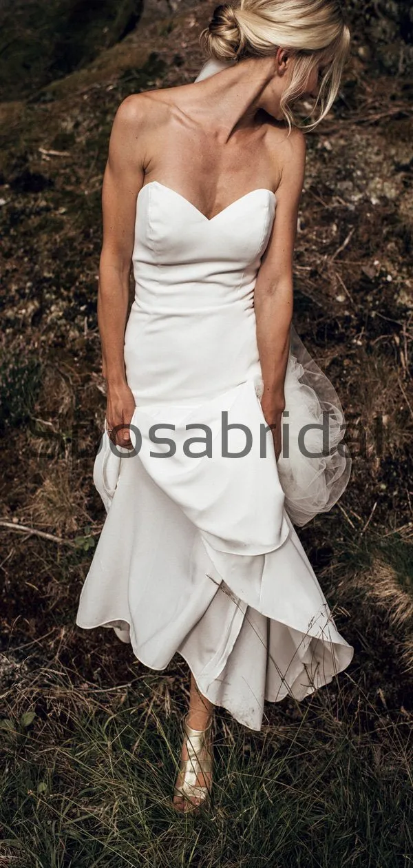 Mermaid Unique Simple Satin Vintage Wedding Dresses WD0490