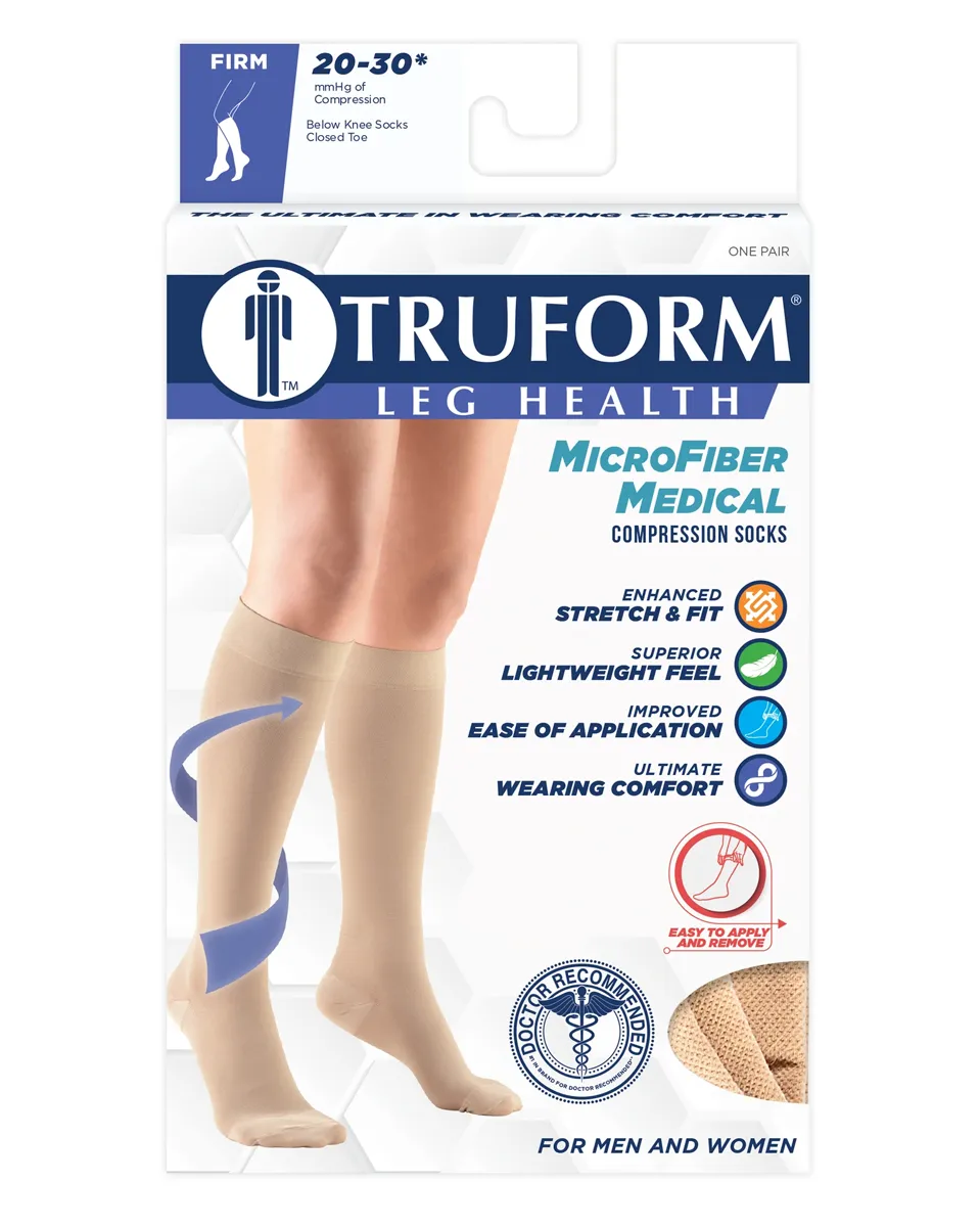 MicroFiber Medical Compression Socks 20-30 Closed Toe Infused with Aloe Vera