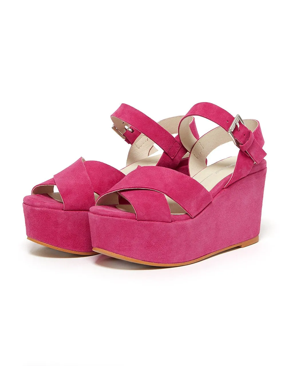 Mo Wedge - Magenta Suede
