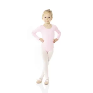 Mondor Classic True Pink Cotton Long-Sleeved Leotard