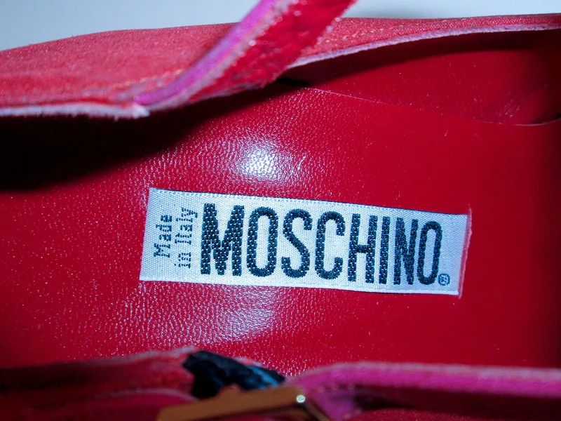MOSCHINO Red and Pink T-Strap High Heel Shoes with Dust Bag Size 7 1/2