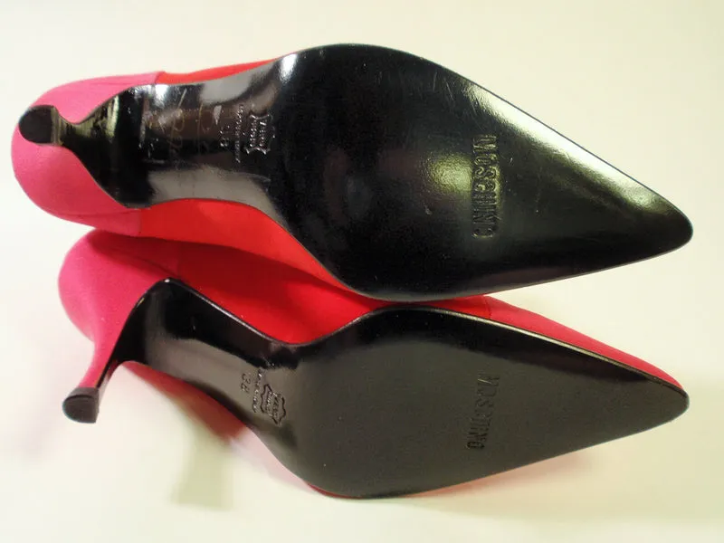 MOSCHINO Red and Pink T-Strap High Heel Shoes with Dust Bag Size 7 1/2