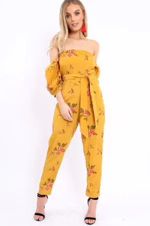 Mustard Bardot Open Back Jumpsuit - Serenity