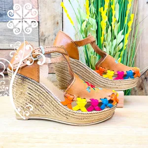 Natural Flowers Wedges Women Shoes