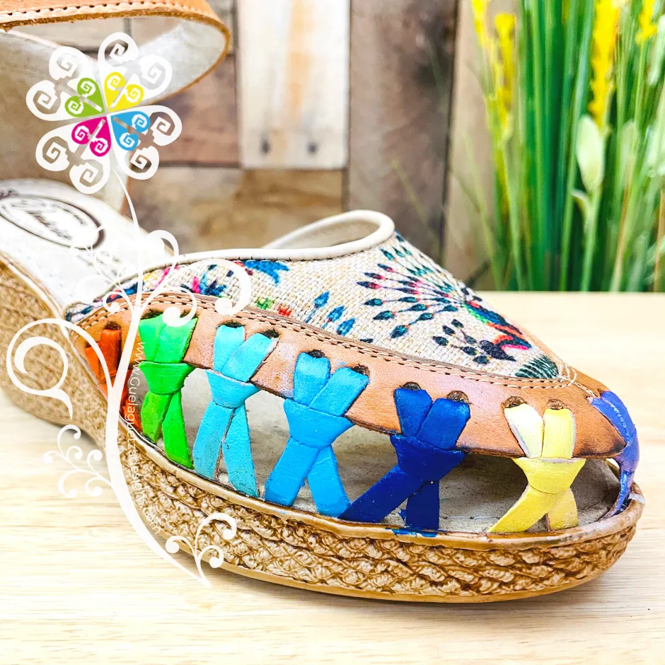 Natural Peacock Design - Buckle Wedges Women Shoes