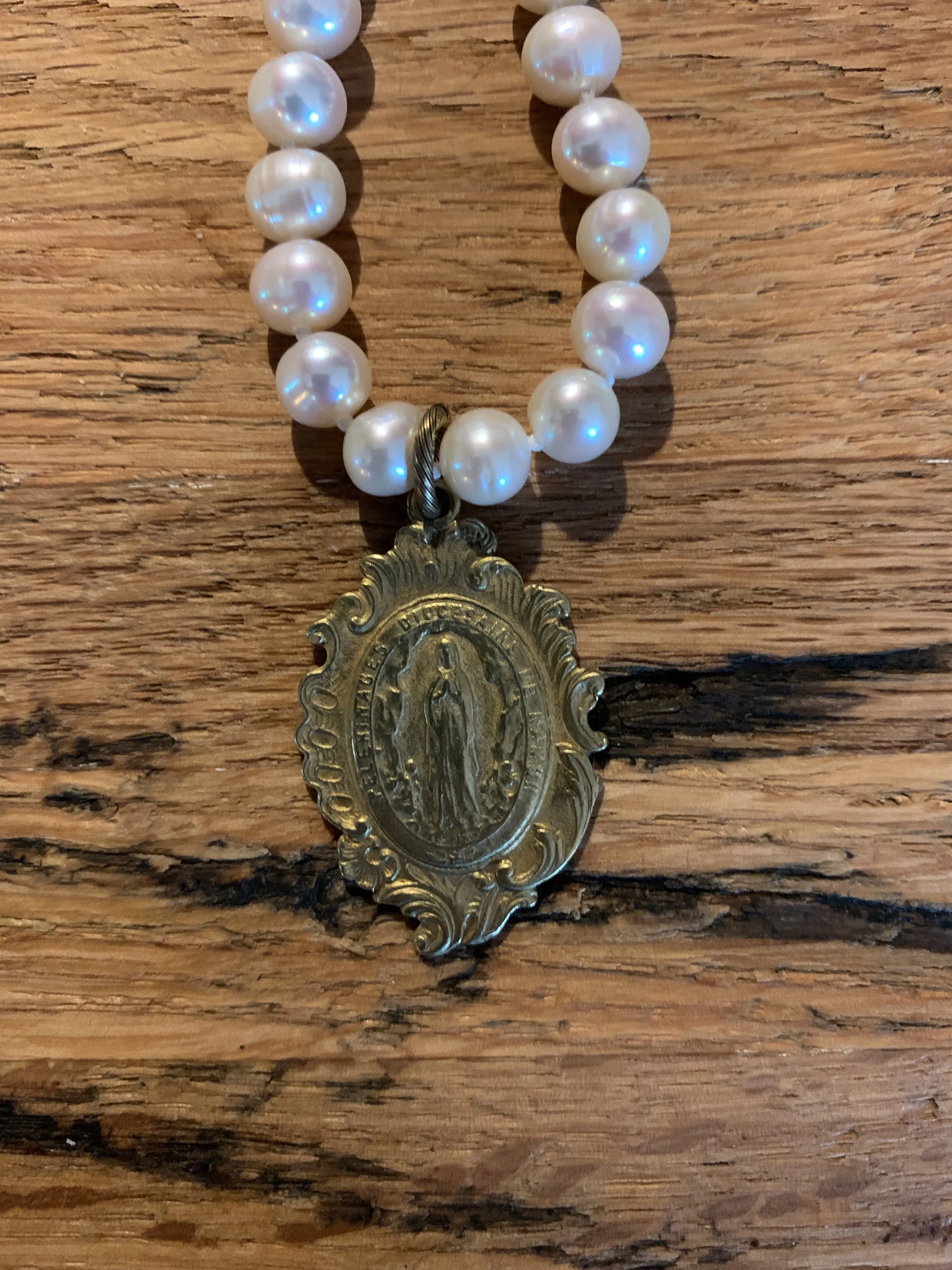 Necklace, Fresh Water Peals with Vintage Pendant, SALE!