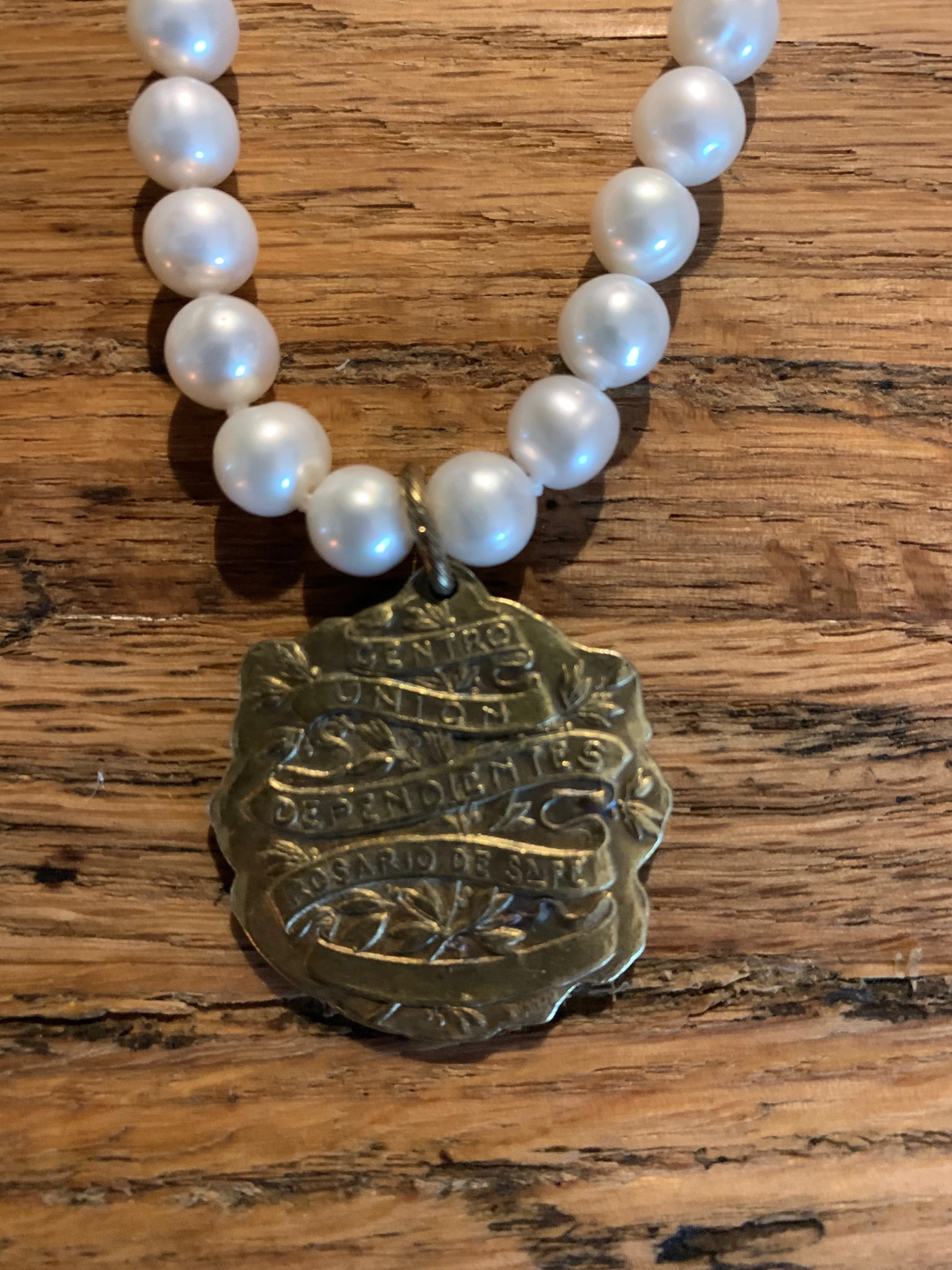 Necklace, Fresh Water Peals with Vintage Pendant, SALE!