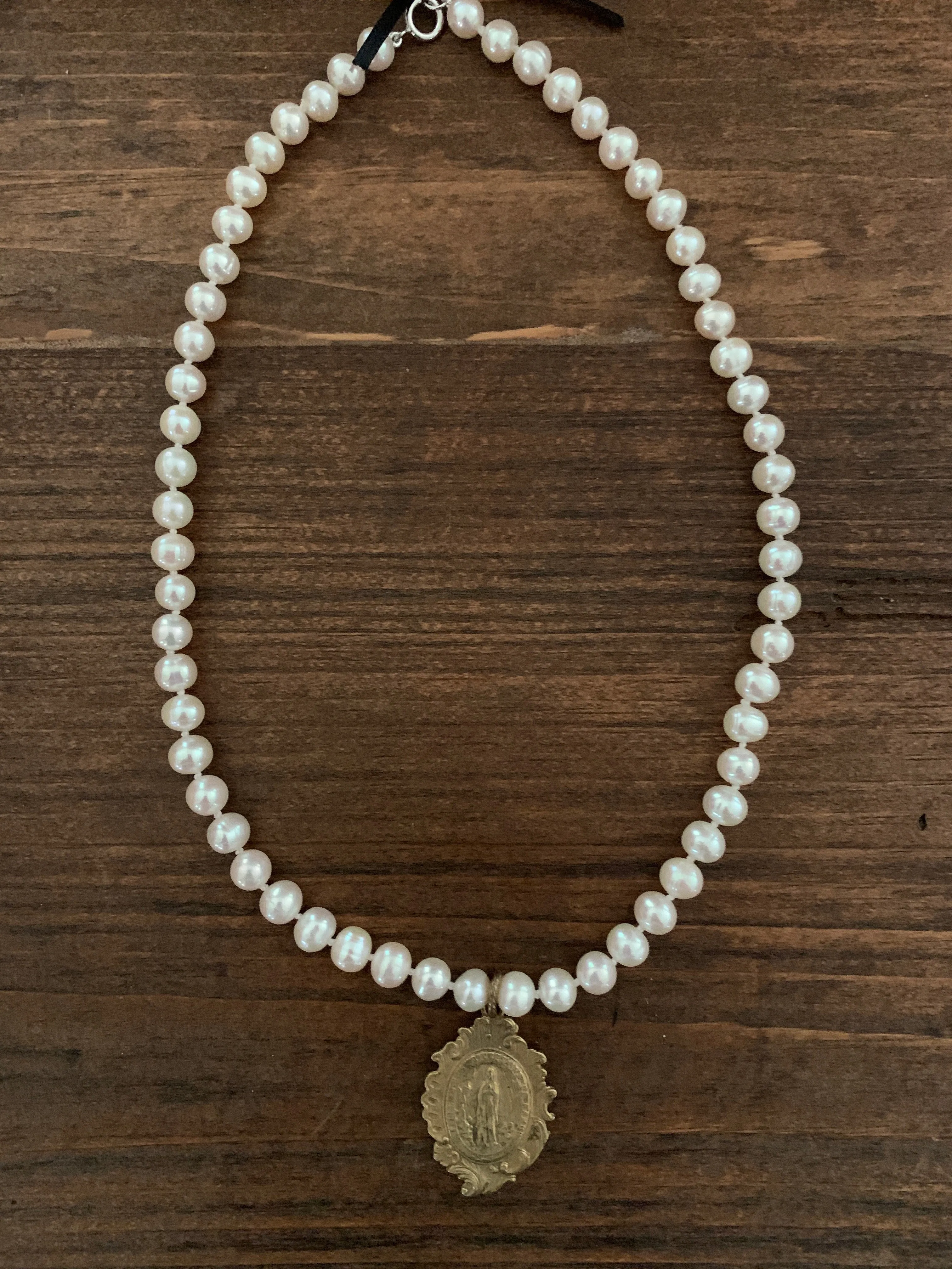 Necklace, Fresh Water Peals with Vintage Pendant, SALE!
