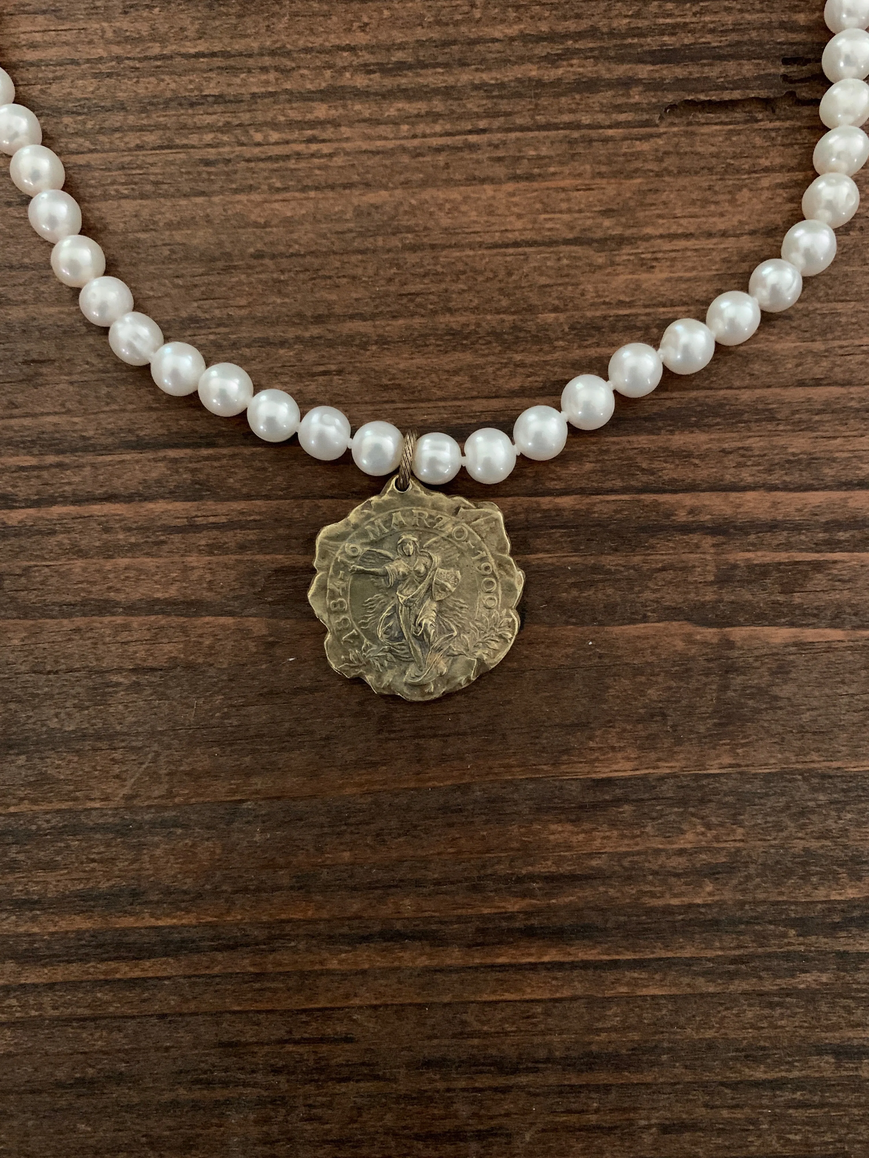 Necklace, Fresh Water Peals with Vintage Pendant, SALE!