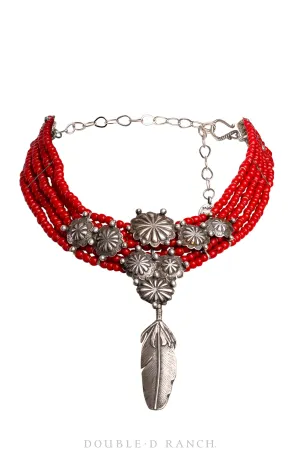 Necklace, Mummy's Bundle, Choker, Red Hearts, Hallmark, Vintage, 3281