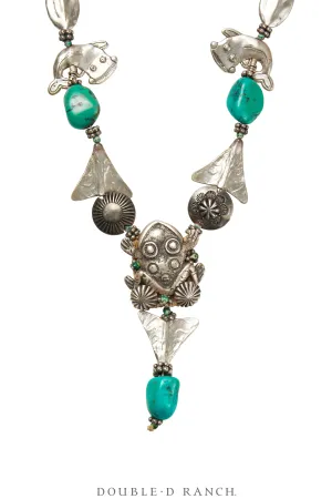 Necklace, Mummy's Bundle, Collar, Arrowhead Frog Fetish & Turquoise, Hallmark, Vintage, 3290