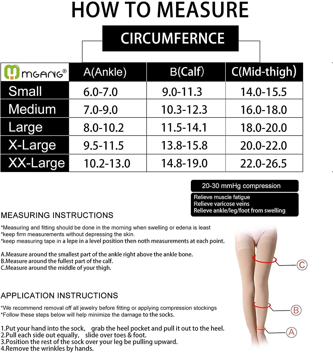 New in package! Thigh High Compression Stockings, Closed Toe, Pair, Firm Support 20-30mmHg Gradient with Silicone Band, Unisex, Opaque, Best for Spider & Varicose Veins, Edema, Swelling, Black, XXL!