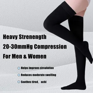 New in package! Thigh High Compression Stockings, Closed Toe, Pair, Firm Support 20-30mmHg Gradient with Silicone Band, Unisex, Opaque, Best for Spider & Varicose Veins, Edema, Swelling, Black, XXL!