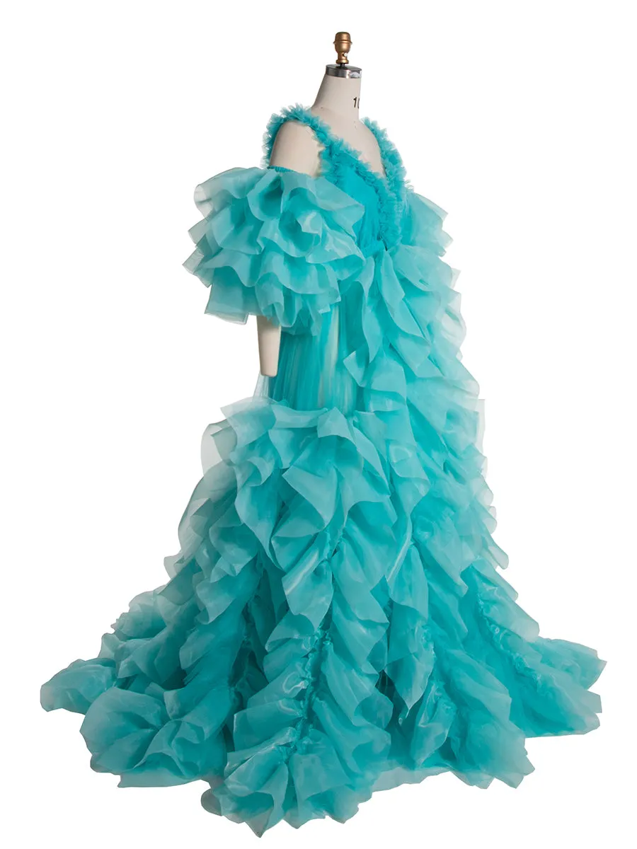 New Organza Ruffles Tulle Photo Shoot Gown Fluffy Maternity Photoshoot Dress YE2538