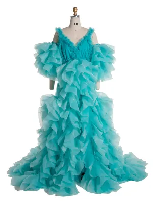 New Organza Ruffles Tulle Photo Shoot Gown Fluffy Maternity Photoshoot Dress YE2538