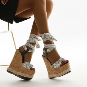 New Stylish Hemp Rope Wedge Comfortable High Heels Sandals