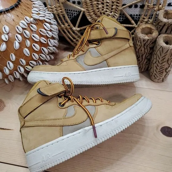Nike Air Force 1 High Premium PRM Wheat High Tops Sneaker AR0733-700 Youth 6Y