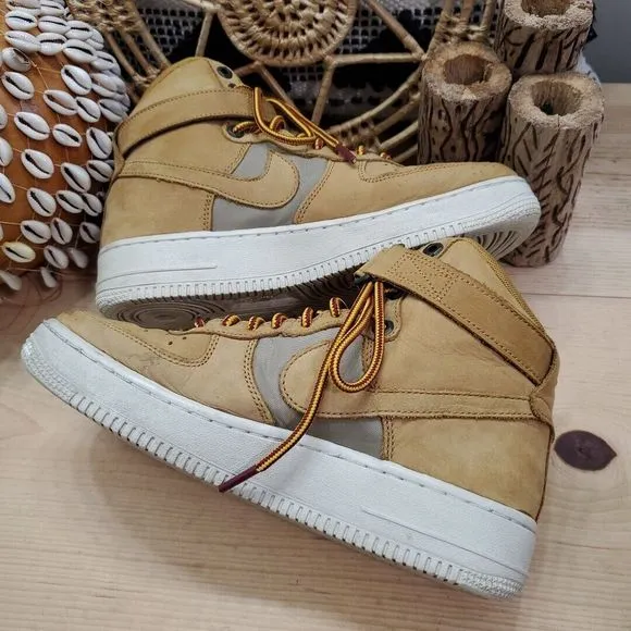 Nike Air Force 1 High Premium PRM Wheat High Tops Sneaker AR0733-700 Youth 6Y