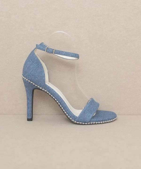 OASIS SOCIETY Dublin - Metal Stud Open Toe Heels 4"