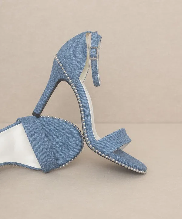 OASIS SOCIETY Dublin - Metal Stud Open Toe Heels 4"