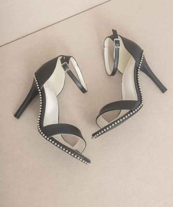 OASIS SOCIETY Dublin - Metal Stud Open Toe Heels 4"