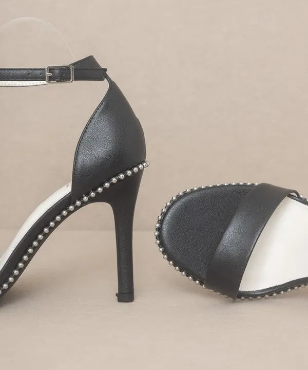 OASIS SOCIETY Dublin - Metal Stud Open Toe Heels 4"