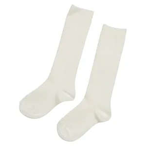 OFF WHITE RIBBED HIGH SOCKS