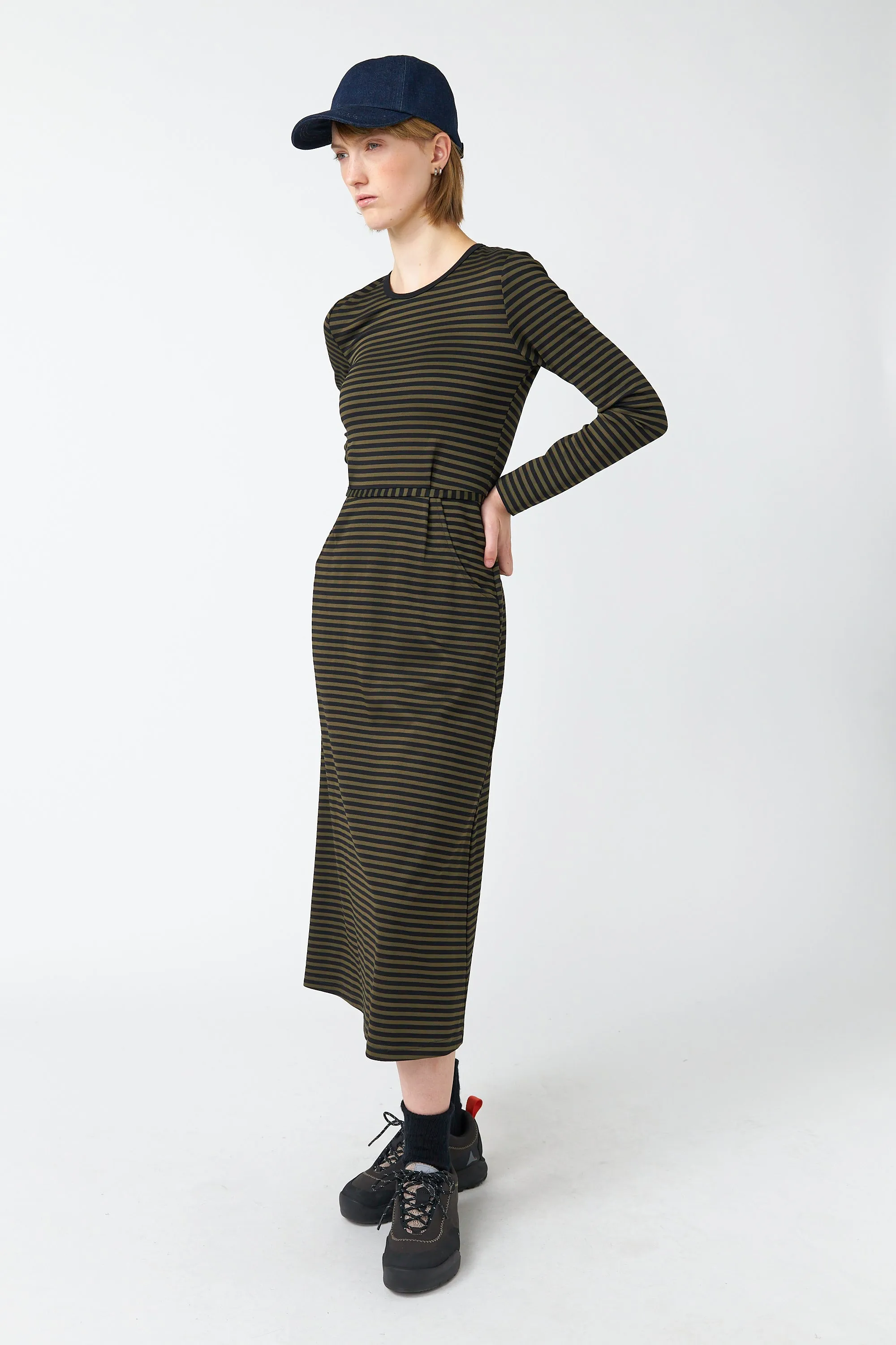 Olive stripe dress