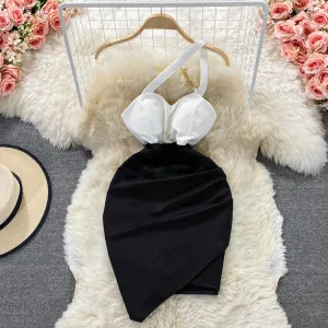One Shoulder Slip Dress Temperament Irregular Dress