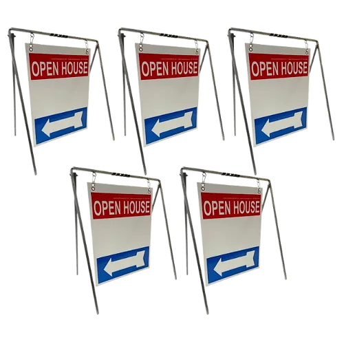 Open House Sign Metal A-Frame Kit - 5 Pack - Swinger - Red/White/Blue