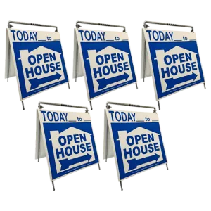 Open House Sign Metal A-Frame Kit - 5 Pack - Today- House Graphic - Blue