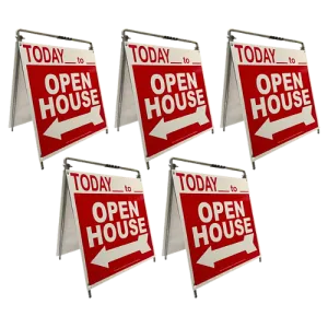 Open House Sign Metal A-Frame Kit - 5 Pack - Today - Red