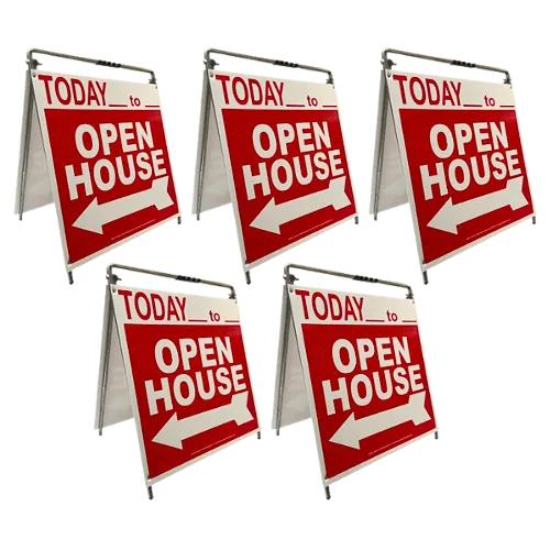 Open House Sign Metal A-Frame Kit - 5 Pack - Today - Red