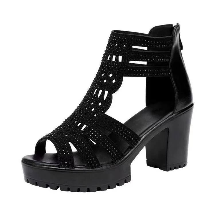 Open Toe Block Heels Sandals