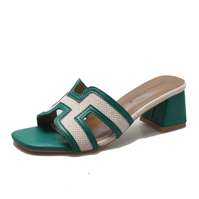 Open Toe Block Heels Sandals