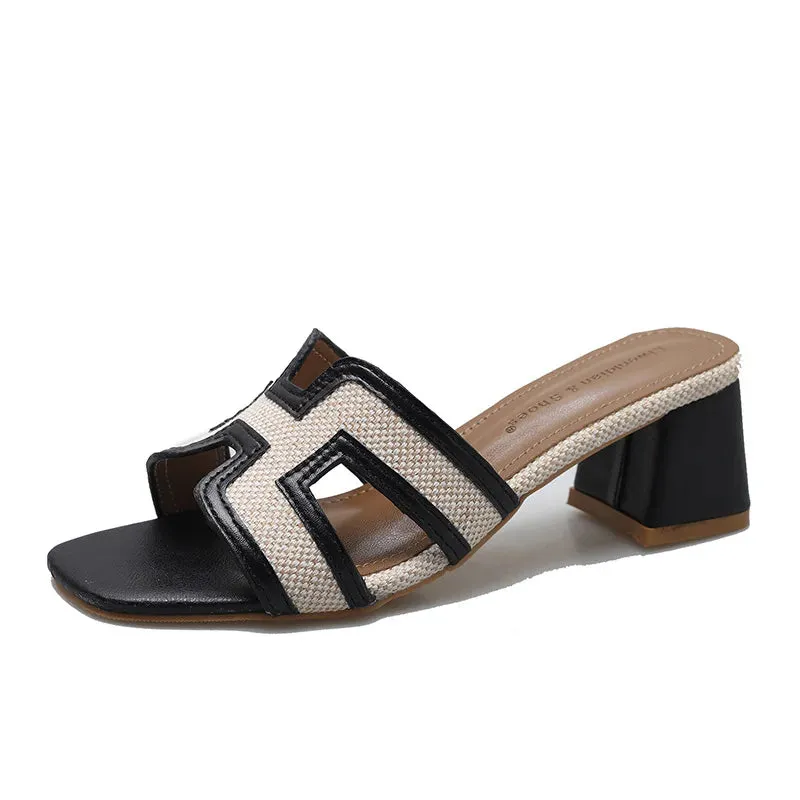 Open Toe Block Heels Sandals