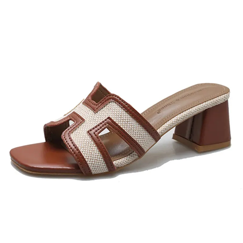 Open Toe Block Heels Sandals
