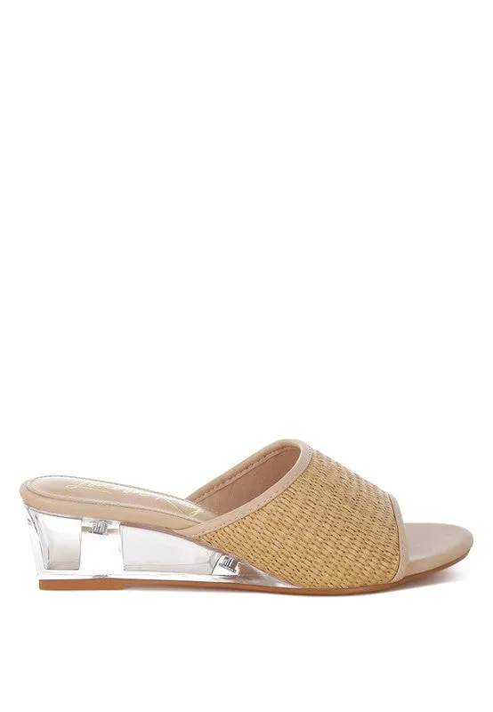 Osminda Raffia Clear Heel Wedge Sandals