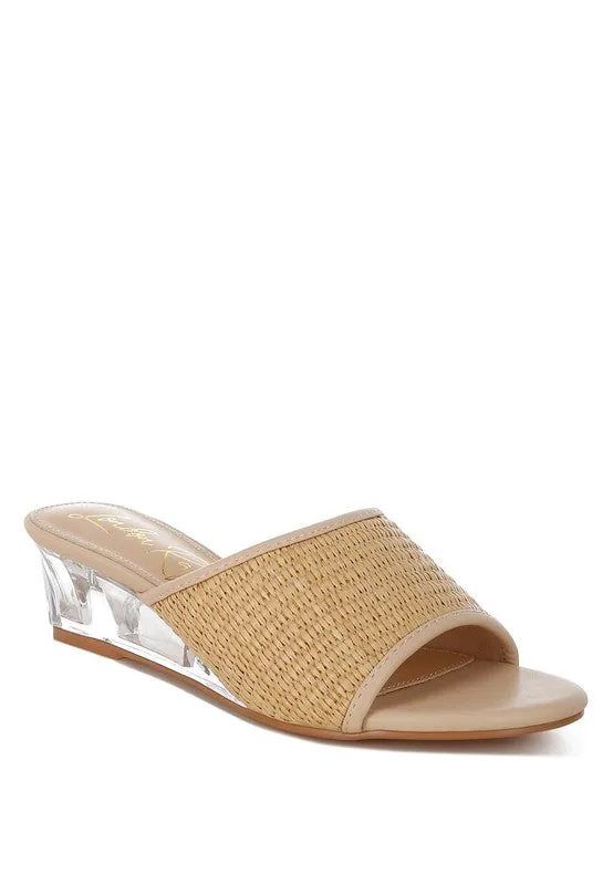 Osminda Raffia Clear Heel Wedge Sandals