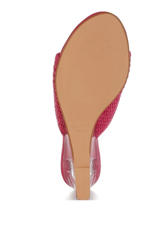 Osminda Raffia Clear Heel Wedge Sandals