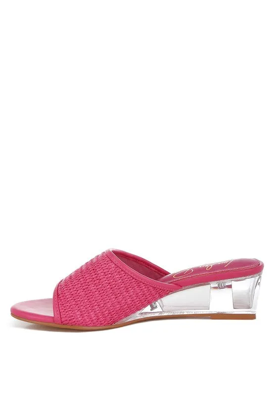 Osminda Raffia Clear Heel Wedge Sandals