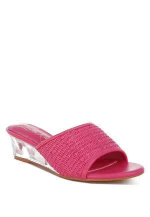Osminda Raffia Clear Heel Wedge Sandals