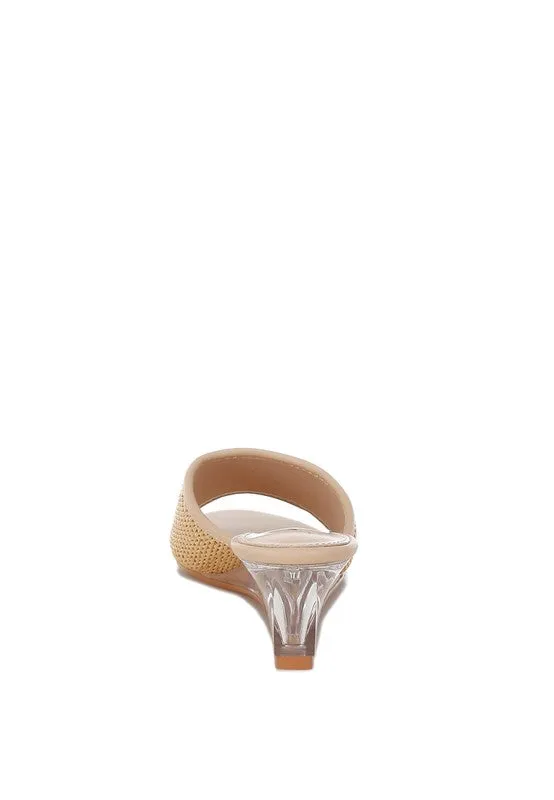 Osminda Raffia Clear Heel Wedge Sandals