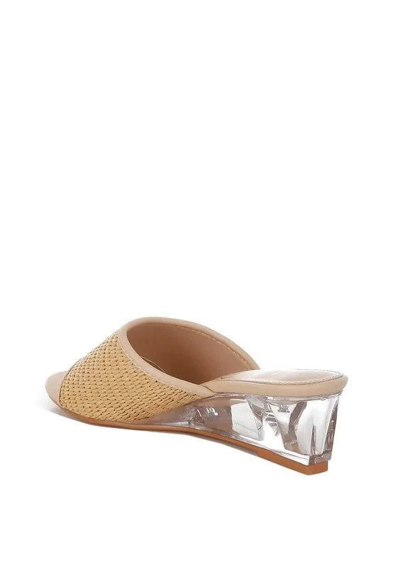 Osminda Raffia Clear Heel Wedge Sandals