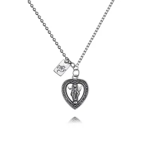 Our Lady of Love Vintage Silver Virgin Mary Necklace