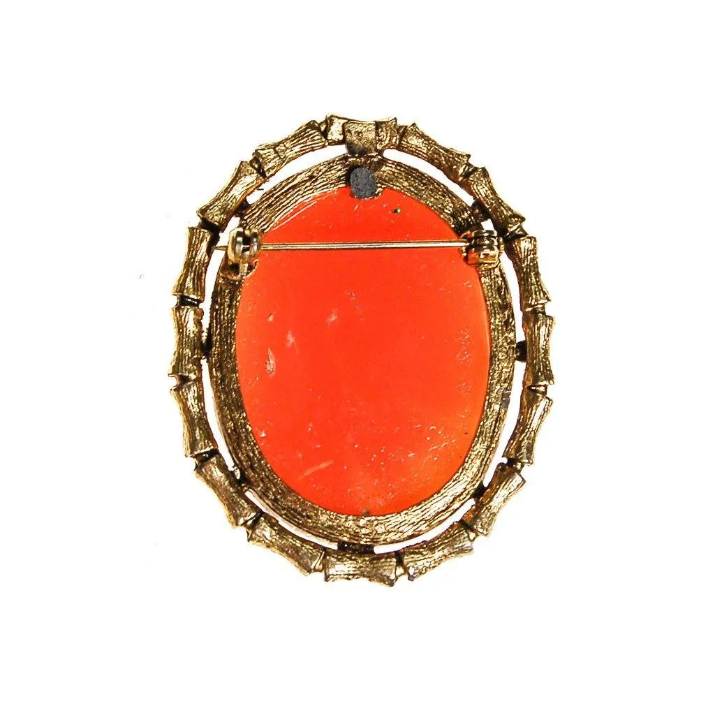 Oval Cameo Brooch with Bamboo Frame