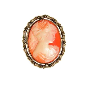 Oval Cameo Brooch with Bamboo Frame