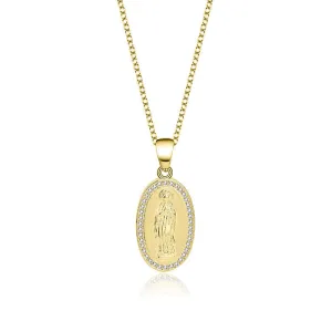 Oval Zirconia Virgin Mary S925 Virgencita Necklace