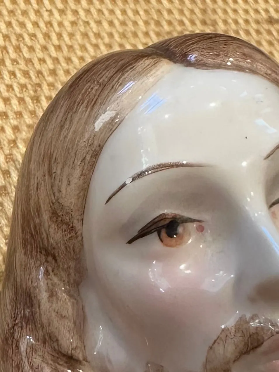 Pair of Vintage Midcentury Italian Ceramic Jesus & Virgin Mary Sacred Heart Busts Wall Hangings Made in Italy for L.B. New York